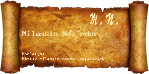 Milassin Nándor névjegykártya